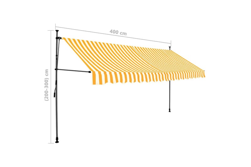 foldemarkise manuel betjening med LED 400 cm hvid og orange - Flerfarvet - Balkonmarkise - Markiser - Terrassemarkise