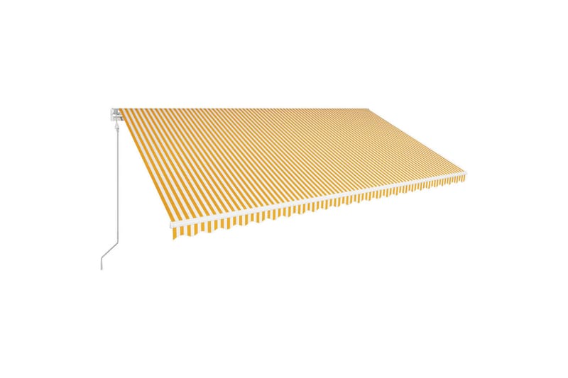 foldemarkise med automatisk betjening 600x300 cm gul og hvid - Gul - Balkonmarkise - Markiser - Terrassemarkise