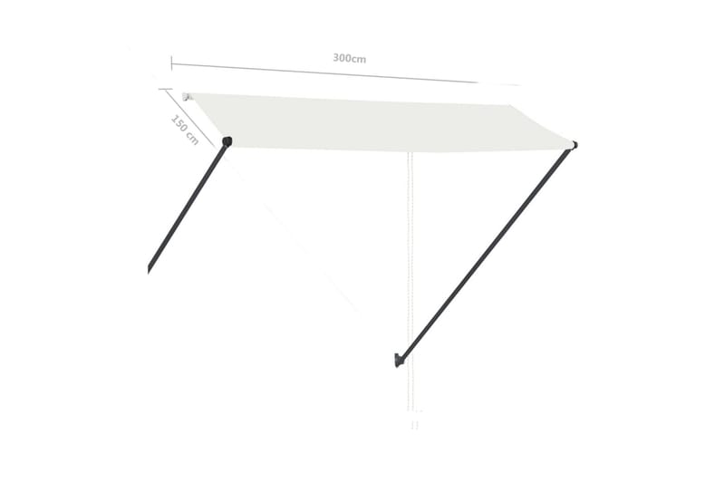 foldemarkise med LED 300x150 cm cremefarvet - Creme - Havemøbler - Solafskærmning - Markiser - Balkonmarkise