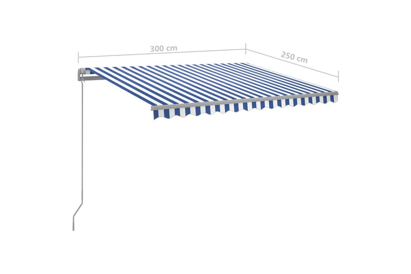 fritstående markise 300x250 cm automatisk betjening - Blå - Havemøbler - Solafskærmning - Markiser - Balkonmarkise