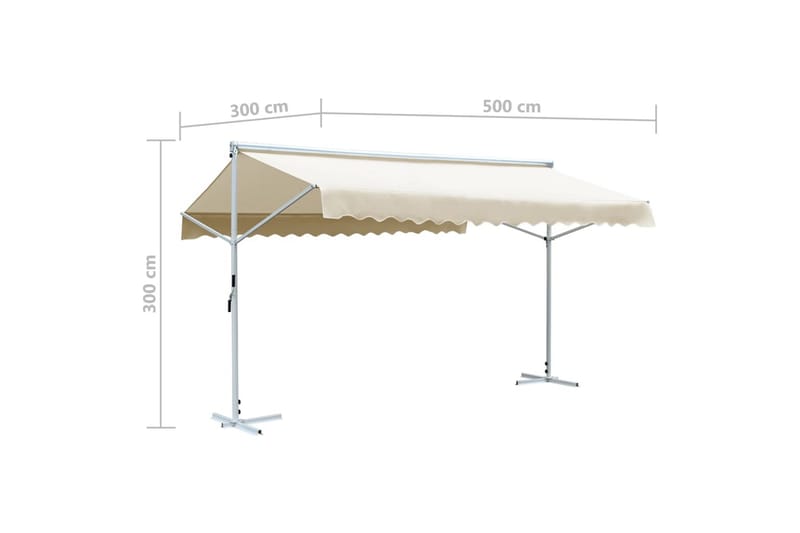 fritstående markise 500x300 cm cremefarvet - Creme - Havemøbler - Solafskærmning - Markiser - Balkonmarkise