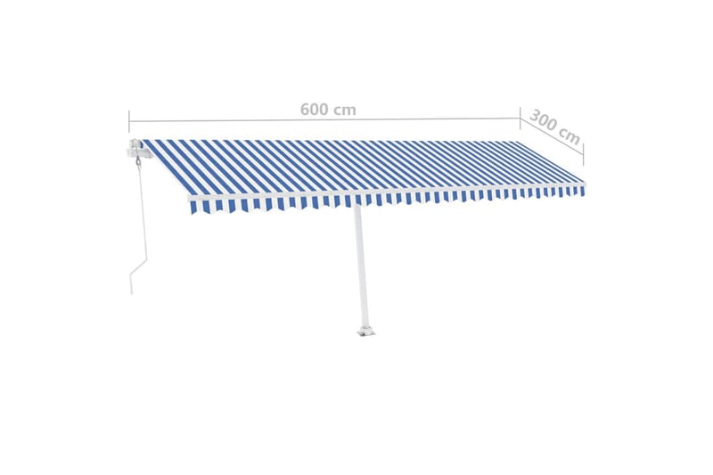 fritstående markise 600x300 cm automatisk betjening blå/hvid - Blå - Havemøbler - Solafskærmning - Markiser - Balkonmarkise