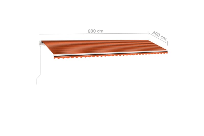 fritstående markise 600x300 cm manuel betjening orange/brun - Orange - Havemøbler - Solafskærmning - Markiser - Balkonmarkise