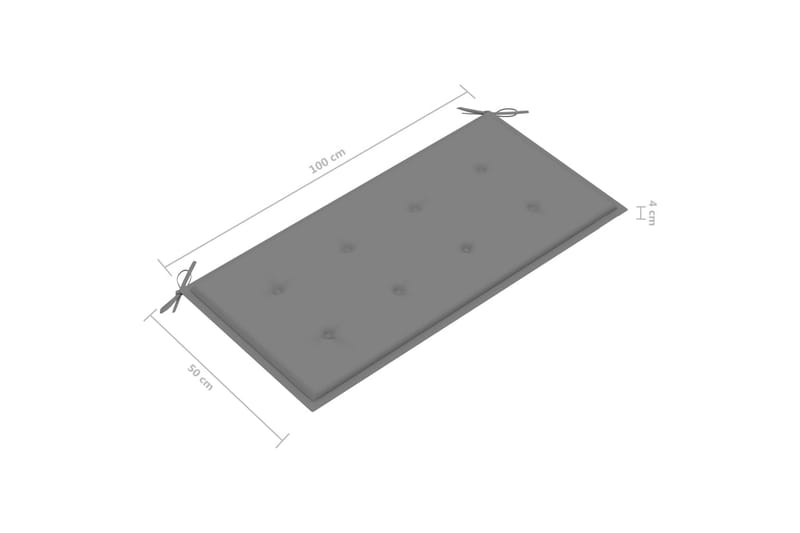 havebænk med grå hynde 112 cm massivt teaktræ - Brun - Balkonmarkise - Markiser - Terrassemarkise