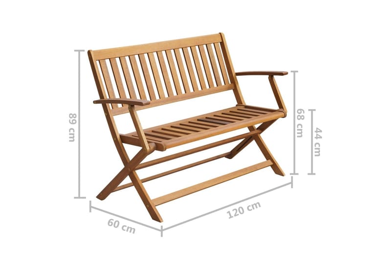 havebænk med hynde 120 cm massivt akacietræ - Brun - Balkonmarkise - Markiser - Terrassemarkise