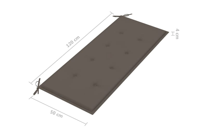 havebænk med hynde 120 cm massivt akacietræ - Brun - Balkonmarkise - Markiser - Terrassemarkise