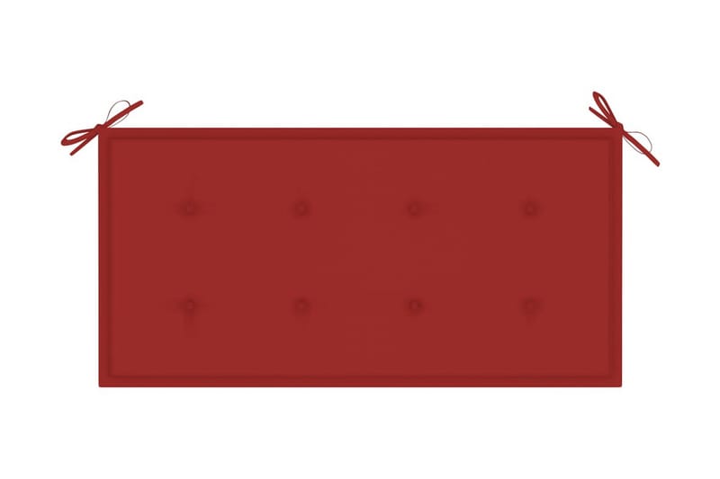 havebænk med rød hynde 112 cm massivt teaktræ - Brun - Havemøbler - Solafskærmning - Markiser - Balkonmarkise
