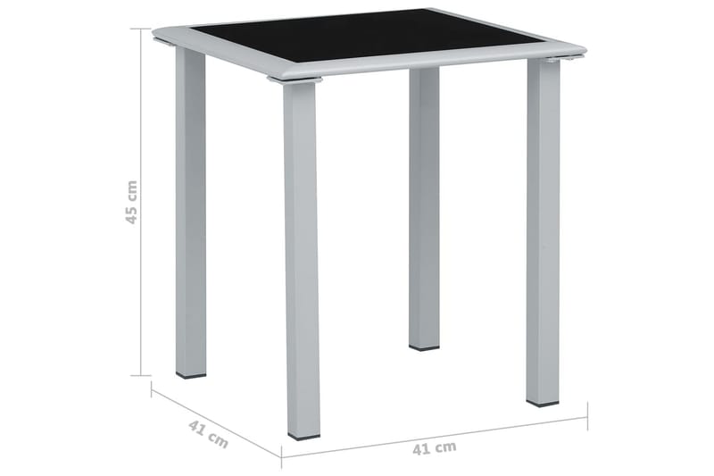 havebord 41x41x45 cm stål og glas sort og sølvfarvet - Sølv - Havemøbler - Solafskærmning - Markiser - Balkonmarkise