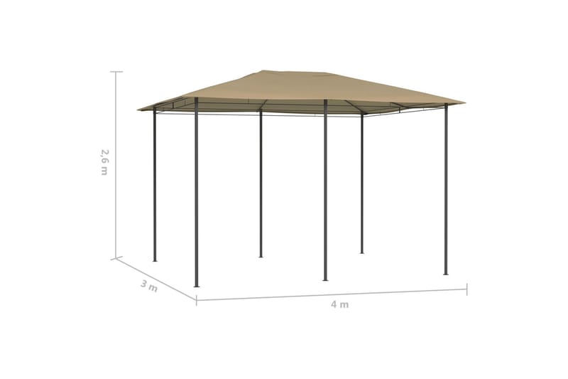 havepavillon 3x4x2,6 160 g/m² gråbrun - Gråbrun - Havemøbler - Solafskærmning - Markiser - Balkonmarkise