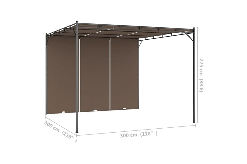 havepavillon med gardin 3x3x2,25 m gråbrun - Gråbrun - Havemøbler - Solafskærmning - Markiser - Balkonmarkise