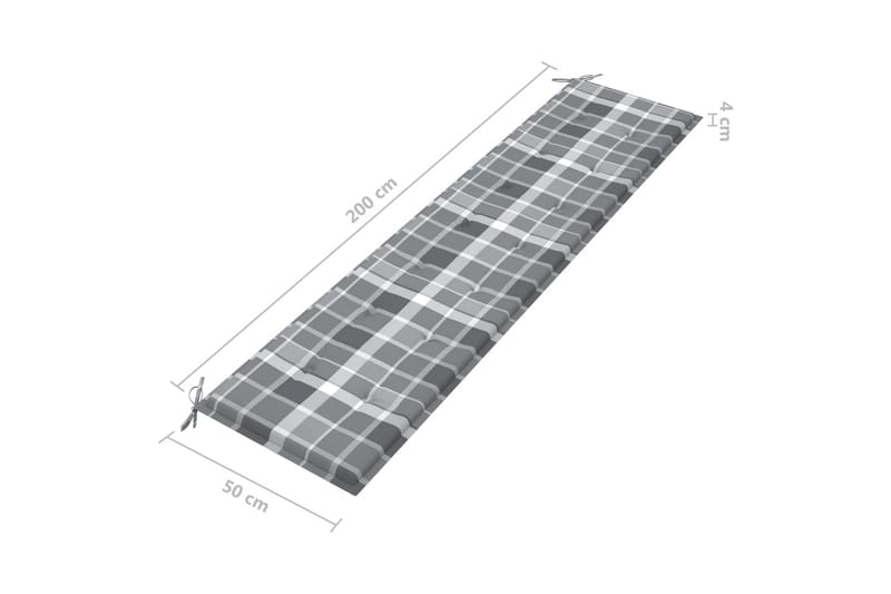 hynde til havebænk 200x50x4 cm stof gråternet mønster - Flerfarvet - Havemøbler - Solafskærmning - Markiser - Balkonmarkise