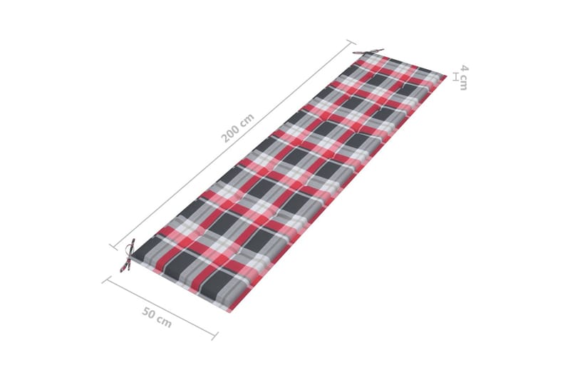 hynde til havebænk 200x50x4 cm stof rødternet mønster - Flerfarvet - Balkonmarkise - Markiser - Terrassemarkise