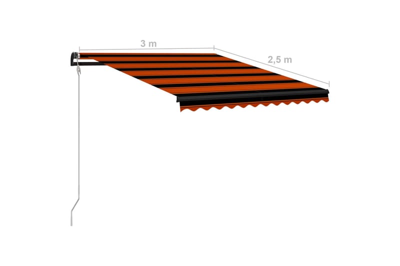 Manuel Foldemarkise M. Vindsensor & Led 300X250cm Orange Bru - Havemøbler - Solafskærmning - Markiser - Vinduesmarkise