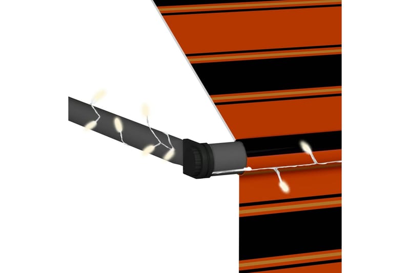 manuel foldemarkise med LED 300 cm orange og brun - Flerfarvet - Balkonmarkise - Markiser - Terrassemarkise