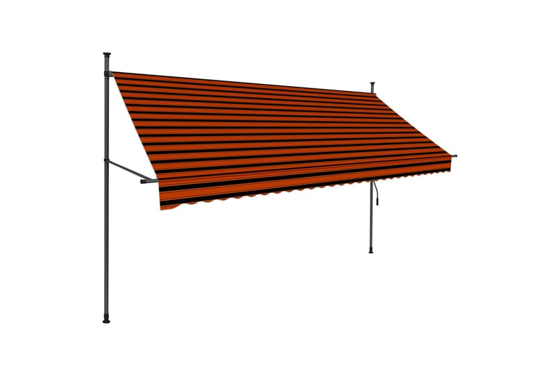 manuel foldemarkise med LED 300 cm orange og brun - Flerfarvet - Balkonmarkise - Markiser - Terrassemarkise