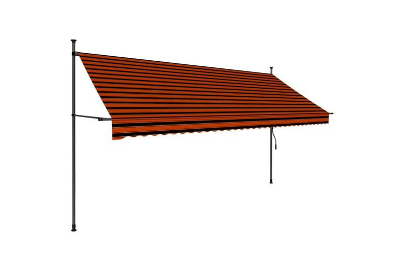 manuel foldemarkise med LED 350 cm orange og brun - Flerfarvet - Havemøbler - Solafskærmning - Markiser - Balkonmarkise