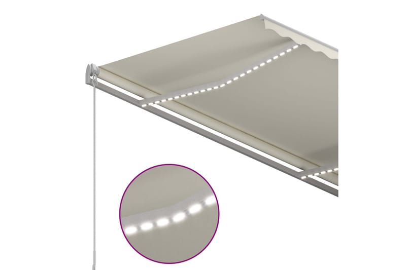 markise m. LED + vindsensor 3,5x2,5 m automatisk cremefarvet - Creme - Havemøbler - Solafskærmning - Markiser - Balkonmarkise