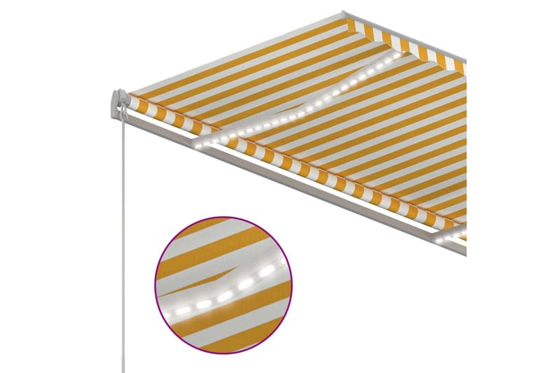 markise m. LED + vindsensor 3,5x2,5 m automatisk gul/hvid - Gul - Havemøbler - Solafskærmning - Markiser - Balkonmarkise