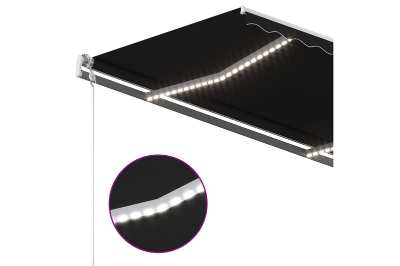 markise m. LED + vindsensor 300x250 cm automatisk antracit - Antracit - Havemøbler - Solafskærmning - Markiser - Balkonmarkise