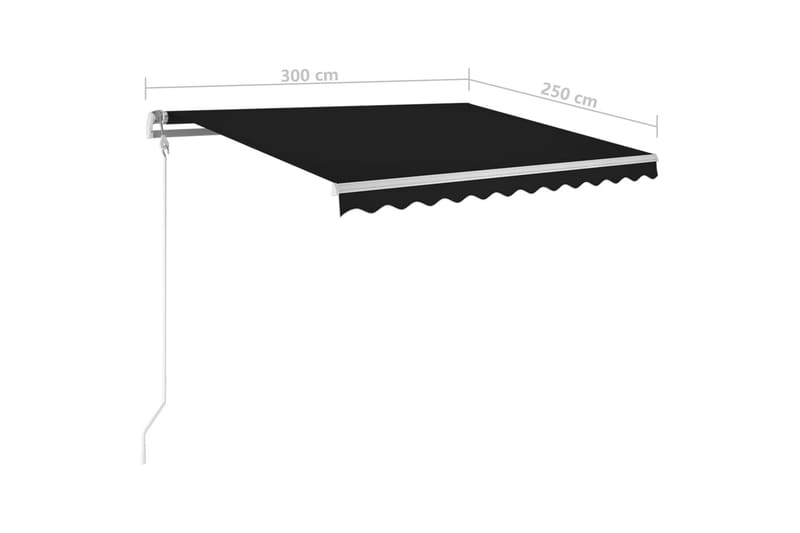 markise m. LED + vindsensor 300x250 cm automatisk antracit - Antracit - Havemøbler - Solafskærmning - Markiser - Balkonmarkise