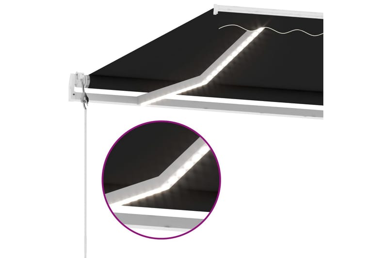 markise m. LED + vindsensor 300x250 cm automatisk antracit - Antracit - Havemøbler - Solafskærmning - Markiser - Balkonmarkise