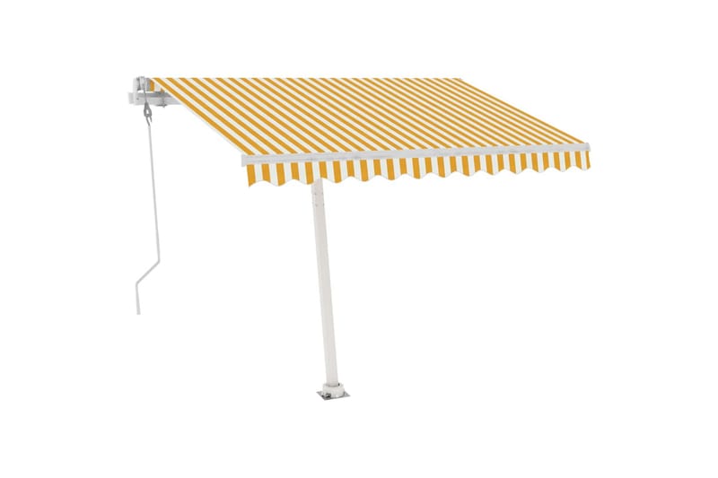 markise m. LED + vindsensor 300x250 cm automatisk gul/hvid - Gul - Havemøbler - Solafskærmning - Markiser - Balkonmarkise