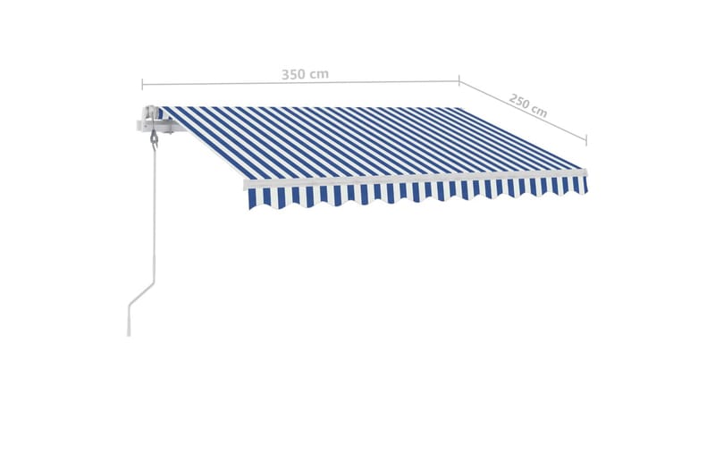 markise m. LED + vindsensor 350x250 cm automatisk - Blå - Havemøbler - Solafskærmning - Markiser - Balkonmarkise