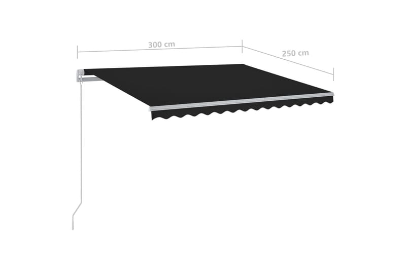 markise m. LED + vindsensor 3x2,5 m automatisk antracitgrå - Antracit - Havemøbler - Solafskærmning - Markiser - Balkonmarkise