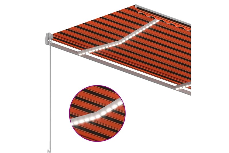 markise m. LED + vindsensor 3x2,5 m automatisk - Orange - Havemøbler - Solafskærmning - Markiser - Balkonmarkise