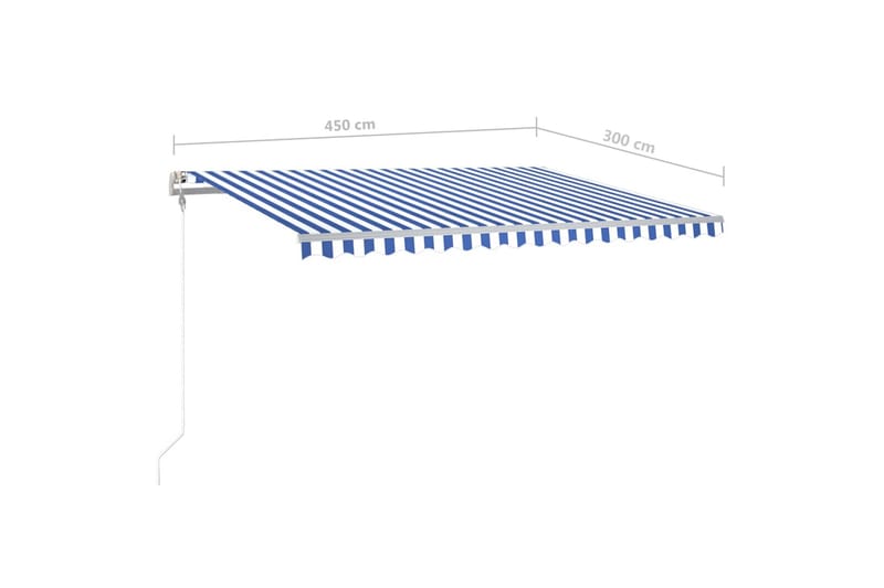 markise m. LED + vindsensor 4,5x3 m automatisk blå og hvid - Blå - Havemøbler - Solafskærmning - Markiser - Balkonmarkise