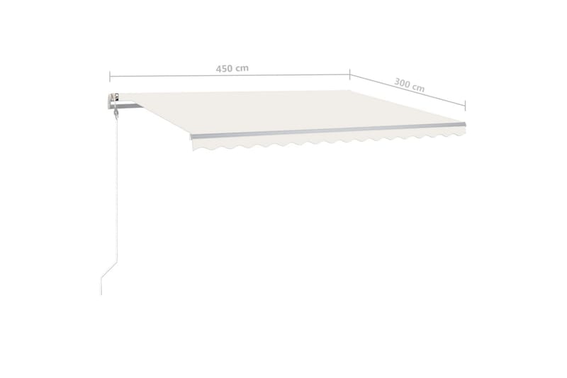 markise m. LED + vindsensor 4,5x3 m automatisk cremefarvet - Creme - Havemøbler - Solafskærmning - Markiser - Balkonmarkise