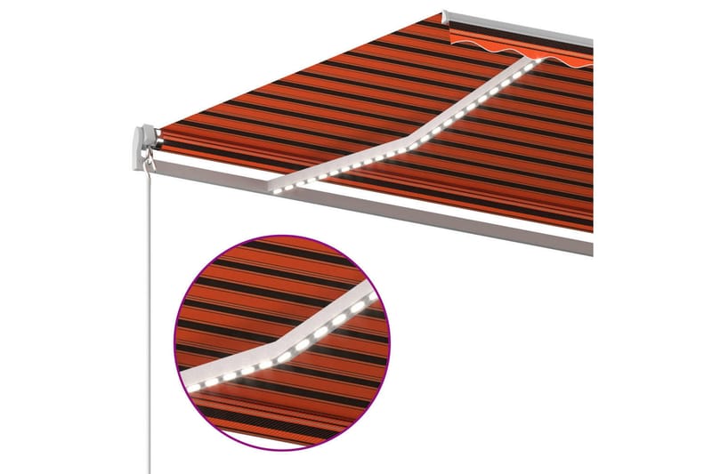 markise m. LED + vindsensor 4,5x3 m automatisk - Orange - Havemøbler - Solafskærmning - Markiser - Balkonmarkise