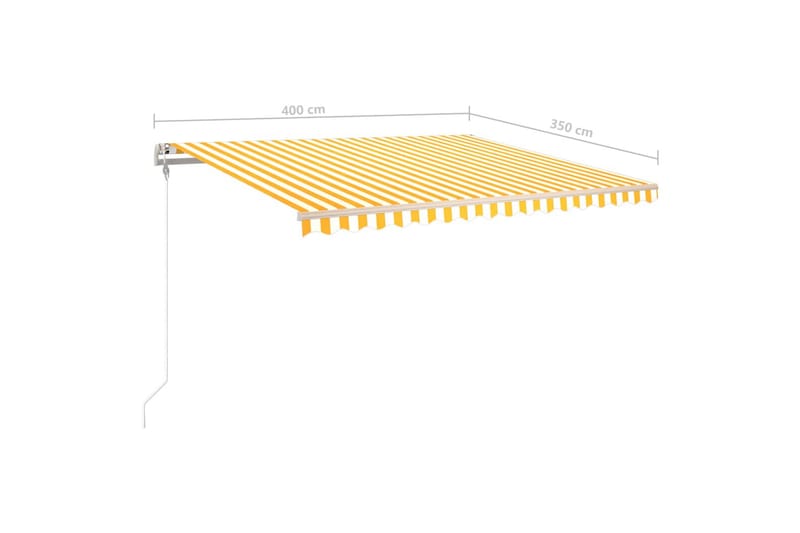 markise m. LED + vindsensor 400x350 cm automatisk gul/hvid - Gul - Havemøbler - Solafskærmning - Markiser - Balkonmarkise