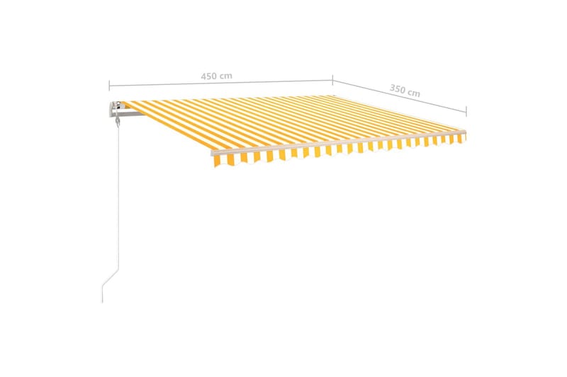 markise m. LED + vindsensor 450x350 cm automatisk gul/hvid - Gul - Havemøbler - Solafskærmning - Markiser - Balkonmarkise