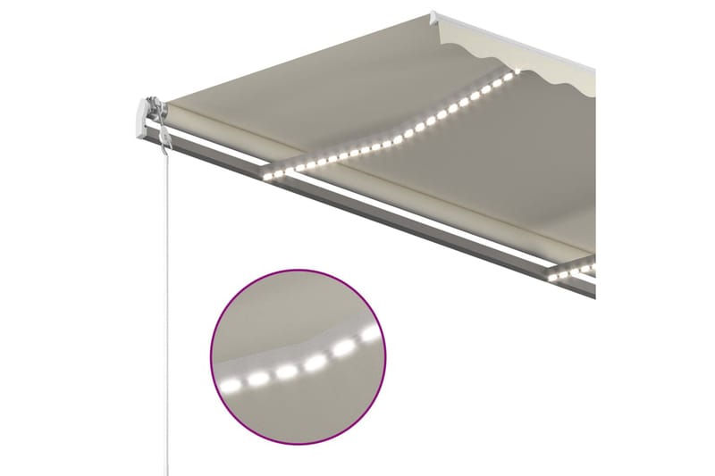 markise m. LED + vindsensor 4x3 m automatisk cremefarvet - Creme - Havemøbler - Solafskærmning - Markiser - Balkonmarkise