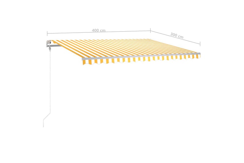 markise m. LED + vindsensor 4x3 m automatisk gul og hvid - Gul - Havemøbler - Solafskærmning - Markiser - Balkonmarkise