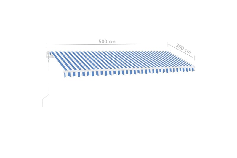 markise m. LED + vindsensor 500x300 cm automatisk - Blå - Havemøbler - Solafskærmning - Markiser - Balkonmarkise