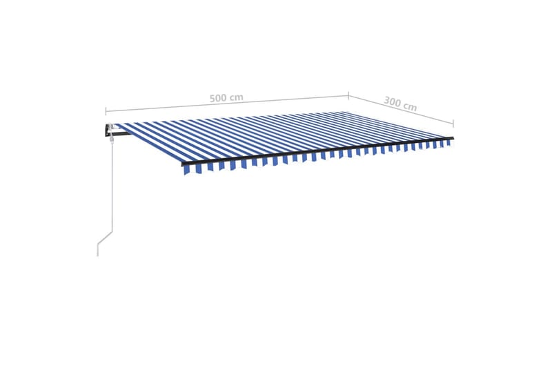 markise m. LED + vindsensor 500x300 cm automatisk - Blå - Havemøbler - Solafskærmning - Markiser - Balkonmarkise