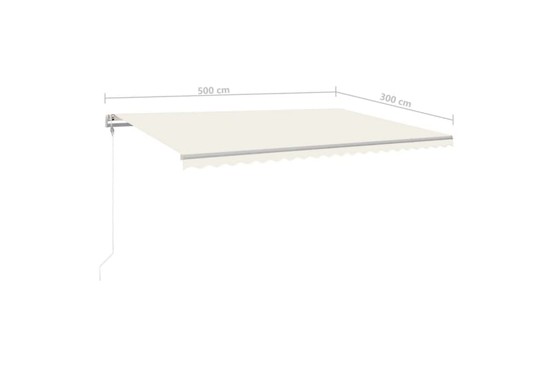 markise m. LED + vindsensor 500x300 cm automatisk creme - Creme - Havemøbler - Solafskærmning - Markiser - Balkonmarkise