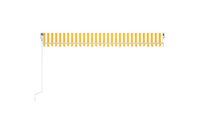 markise m. LED + vindsensor 500x300 cm automatisk gul/hvid - Gul - Havemøbler - Solafskærmning - Markiser - Balkonmarkise
