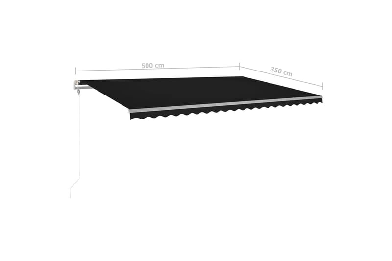 markise m. LED + vindsensor 500x350 cm automatisk antracit - Antracit - Havemøbler - Solafskærmning - Markiser - Balkonmarkise