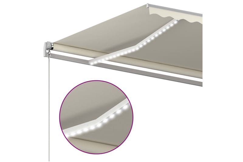 markise m. LED + vindsensor 5x3,5 m automatisk betjening - Creme - Balkonmarkise - Markiser - Terrassemarkise