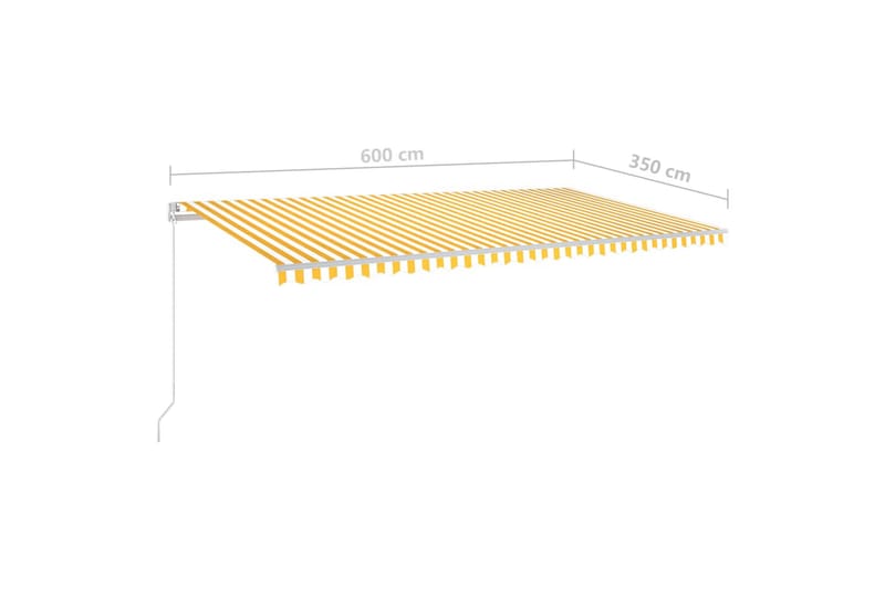 markise m. LED + vindsensor 600x350 cm automatisk gul/hvid - Gul - Balkonmarkise - Markiser - Terrassemarkise
