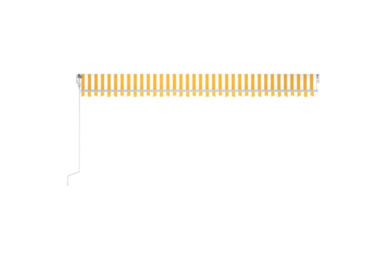 markise m. LED + vindsensor 600x350 cm automatisk gul/hvid - Gul - Havemøbler - Solafskærmning - Markiser - Balkonmarkise