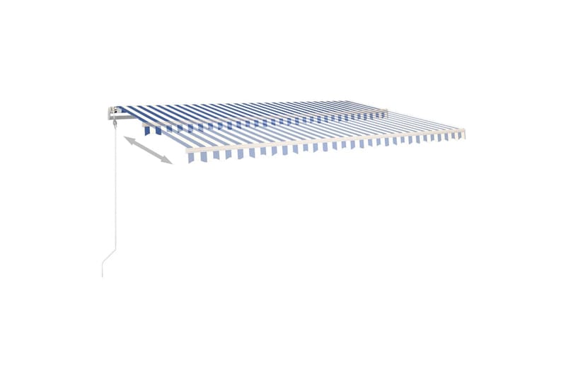 markise m. LED + vindsensor 6x3 m automatisk blå og hvid - Balkonmarkise - Markiser - Terrassemarkise