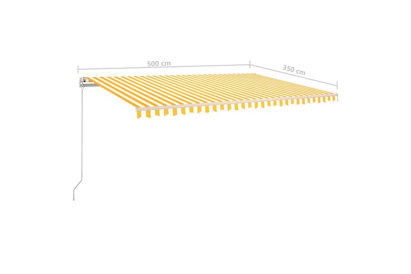 markise m. LED 500x350 cm manuel betjening gul og hvid - Gul - Havemøbler - Solafskærmning - Markiser - Balkonmarkise