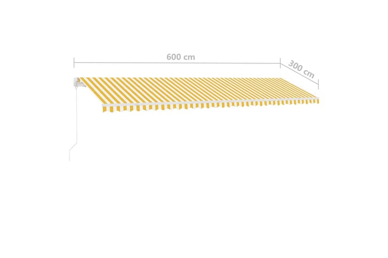 markise m. LED 600x300 cm manuel betjening gul og hvid - Gul - Havemøbler - Solafskærmning - Markiser - Balkonmarkise