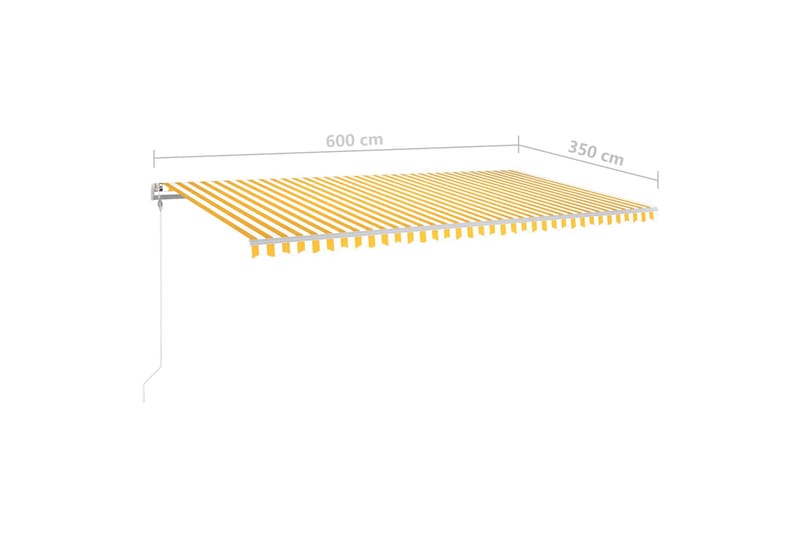 markise m. LED 6x3,5 m manuel betjening gul og hvid - Gul - Havemøbler - Solafskærmning - Markiser - Balkonmarkise