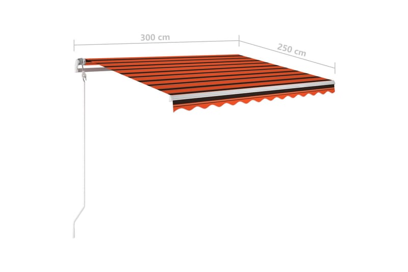 markise m. LED-lys 300x250 cm manuel betjening - Orange - Balkonmarkise - Markiser - Terrassemarkise