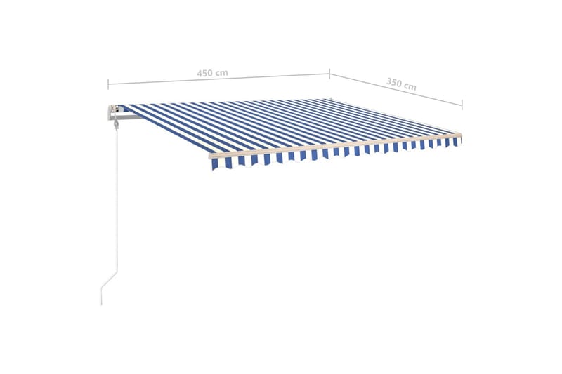 markise m. LED-lys 4,5x3,5 m manuel betjening blå og hvid - Blå - Havemøbler - Solafskærmning - Markiser - Balkonmarkise